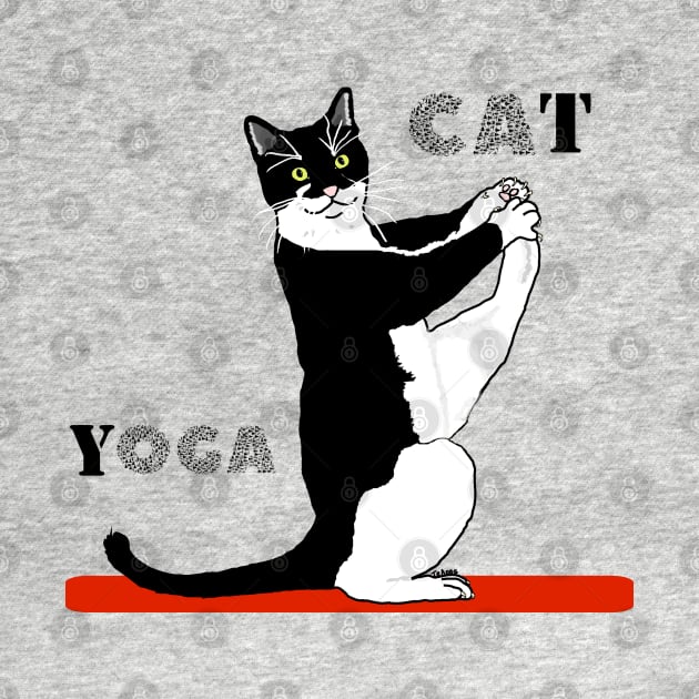 Cute Tuxedo Cat doing  Yoga  Copyright TeAnne by TeAnne